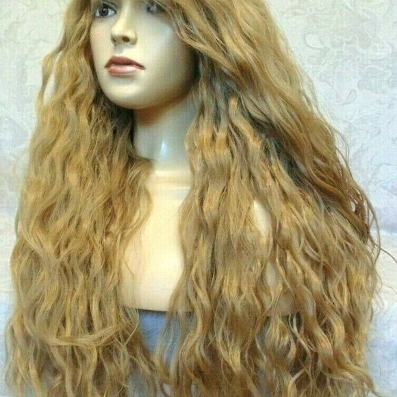 Lace Front, 3.5" Part, Dk Blonde Long Wavy Wig - Picture 2 of 13